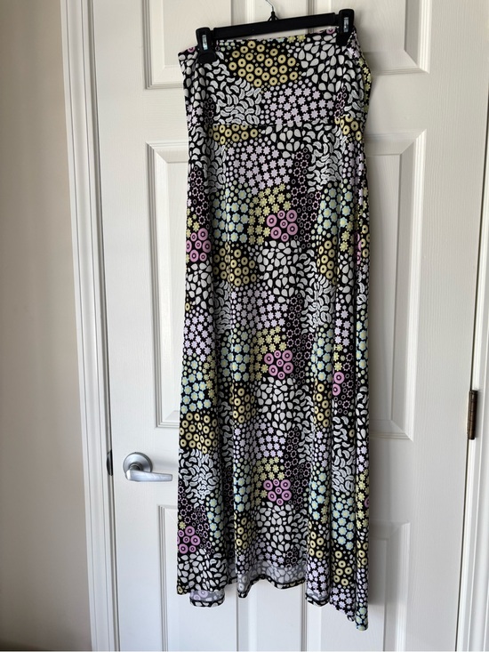 LuLaRoe Dresses & Skirts - LuLaRoe Black Maxi Skirt with Pink, Yellow, Mint & White Floral Print